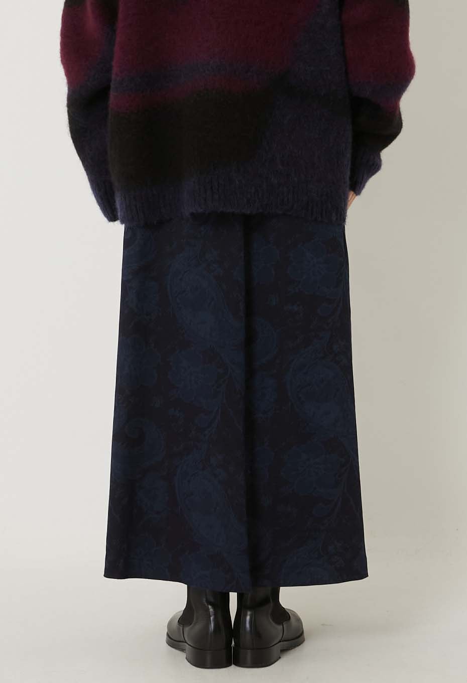 BLUE BLUE JAPAN INDIGO NYLON SATIN TSUJIGAHANA GATHERED SKIRT - INDIGO