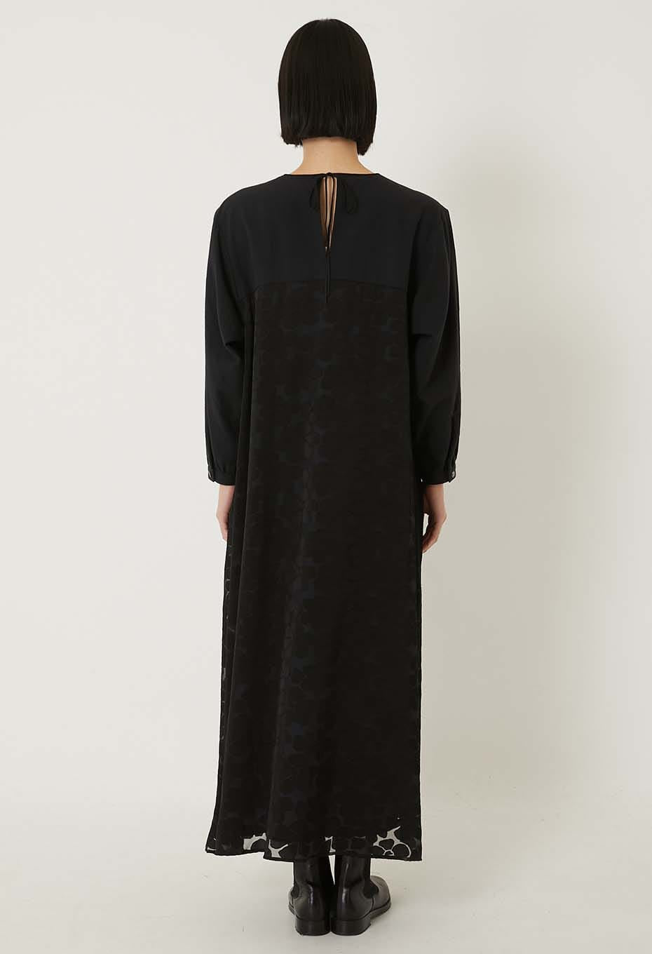 BLUE BLUE JAPAN OPENWORK PATTERN PULLOVER DRESS - BLACK
