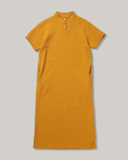 SNOW PEAK DRY WAFFLE  DRESS - MUSTARD