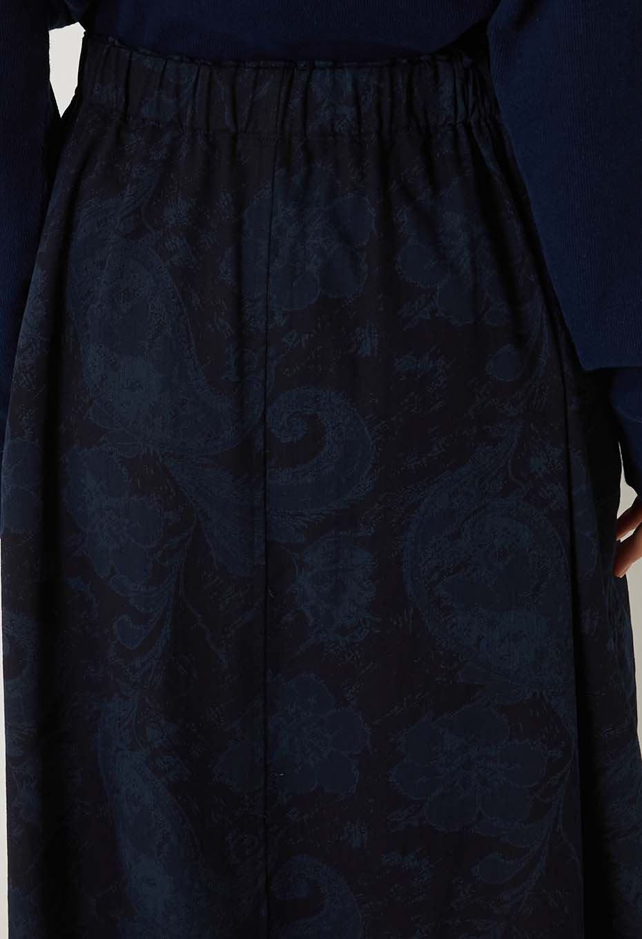 BLUE BLUE JAPAN INDIGO NYLON SATIN TSUJIGAHANA GATHERED SKIRT - INDIGO