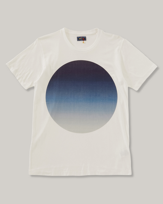 BLUE BLUE JAPAN GRADATION BIG CIRCLE PRINT SS TEE - BLUE