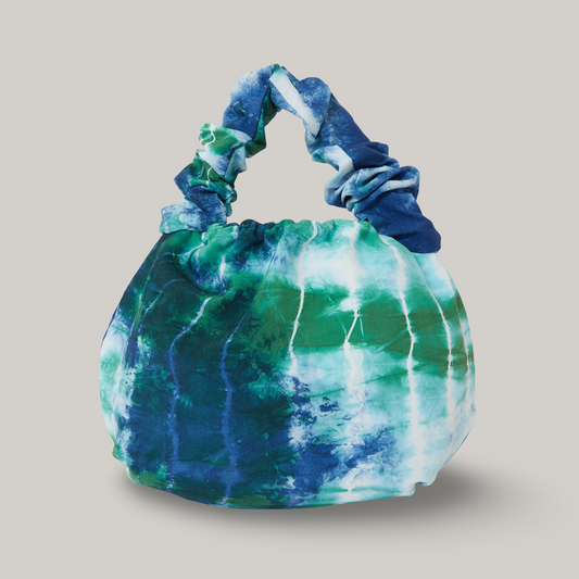 BLUE BLUE JAPAN  BLUE GREEN - SHIBORI- GATHERED HANDLE BAG