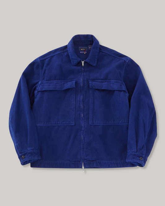 BLUE BLUE JAPAN INDIGO SASHIKO HAND DYED ZIP UP JACKET