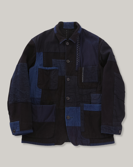BLUE BLUE JAPAN PURE INDIGO SASHIKO NENRIN COVERALL JACKET - INDIGO