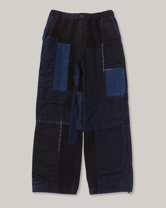 BLUE BLUE JAPAN PURE INDIGO SASHIKO NENRIN DRAWSTRING PANTS - INDIGO