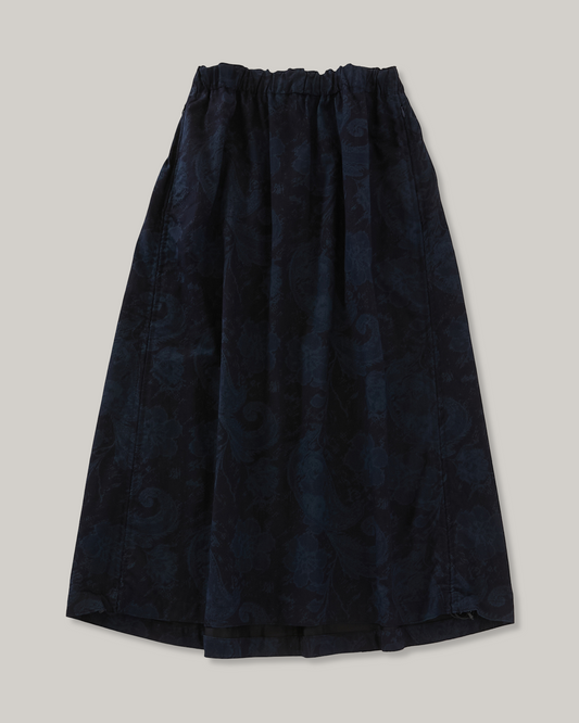 BLUE BLUE JAPAN INDIGO NYLON SATIN TSUJIGAHANA GATHERED SKIRT - INDIGO