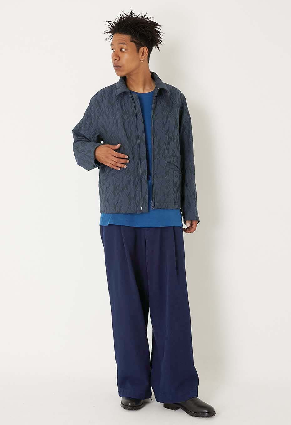 BLUE BLUE JAPAN PURE INDIGO LIGHT SASHIKO TUCKED WIDE PANTS