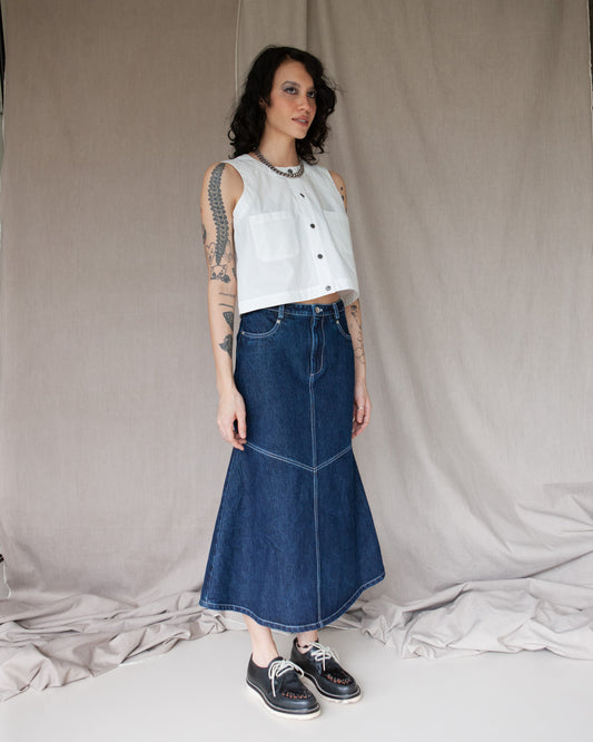 W'MENSWEAR RANCH SKIRT - INDIGO