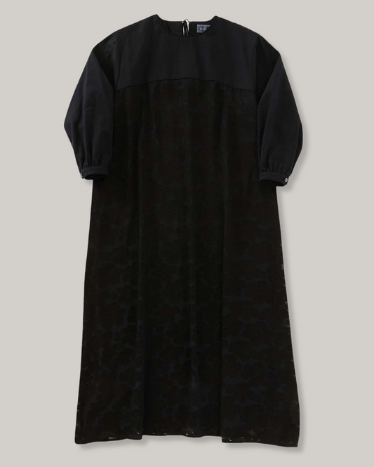 BLUE BLUE JAPAN OPENWORK PATTERN PULLOVER DRESS - BLACK