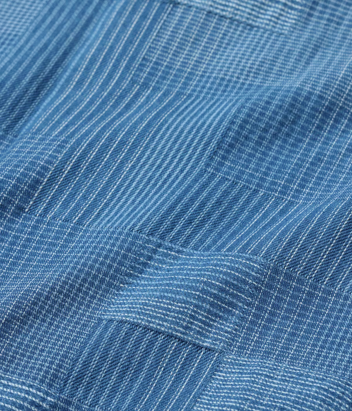 SUGAR CANE INDIGO PATCHWORK WORK SHIRT - LIGHT INDIGO