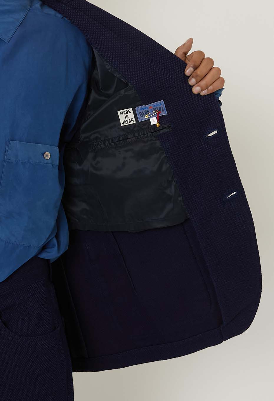 BLUE BLUE JAPAN PURE INDIGO DOUBLE CLOTH SASHIKO TAILORED JACKET