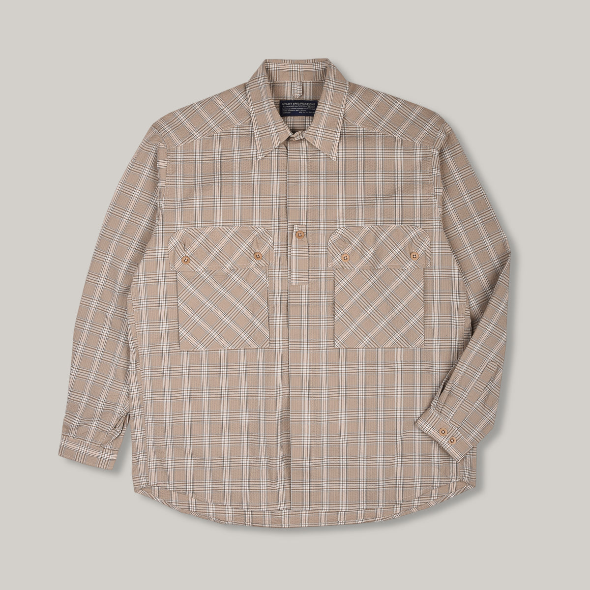 1ST PAT-RN PATH OVERSHIRT - BEIGE GLENCHECK