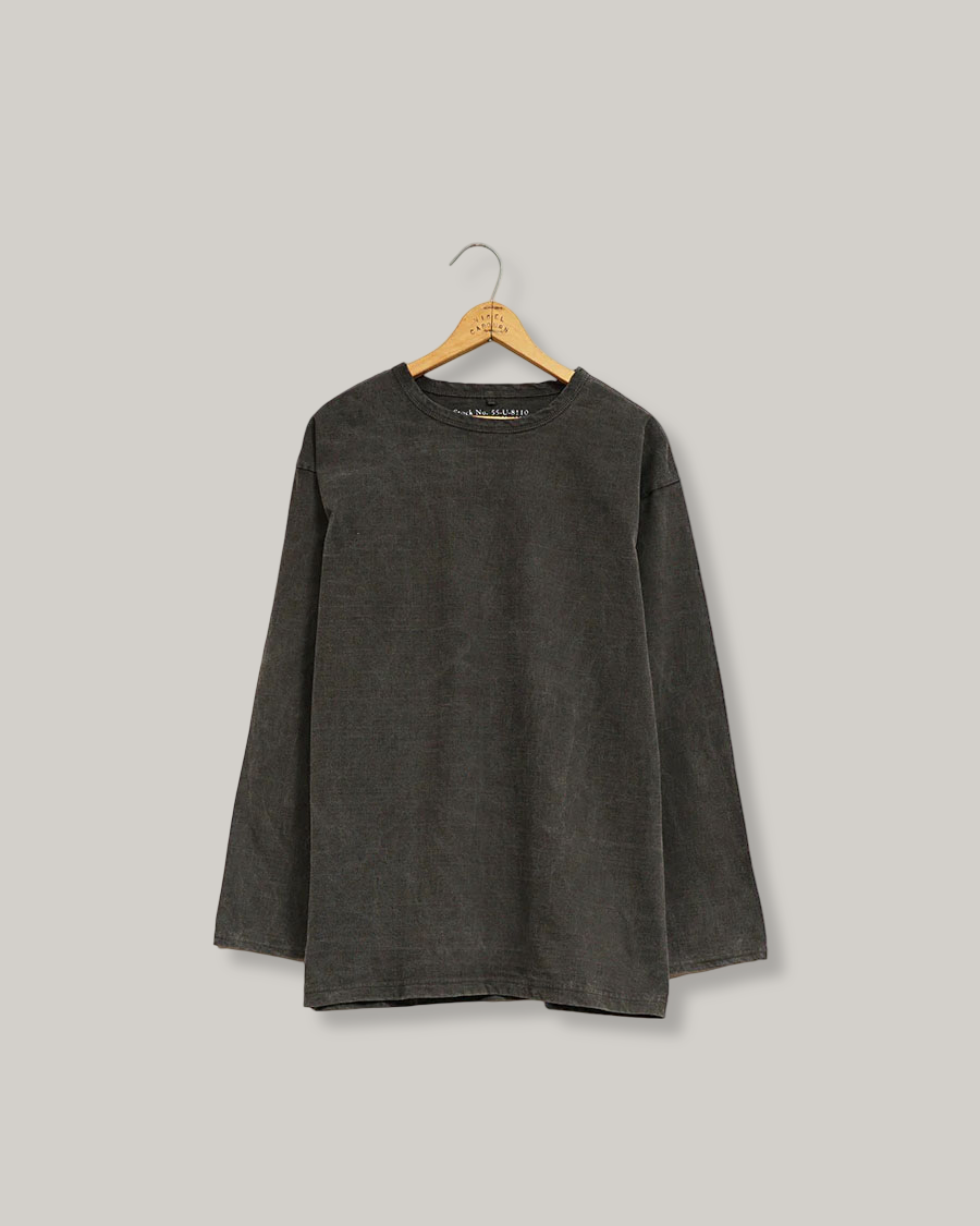NIGEL CABOURN MAINLINE 40's USMC LONG SLEEVE PIGMENT TEE - BLACK