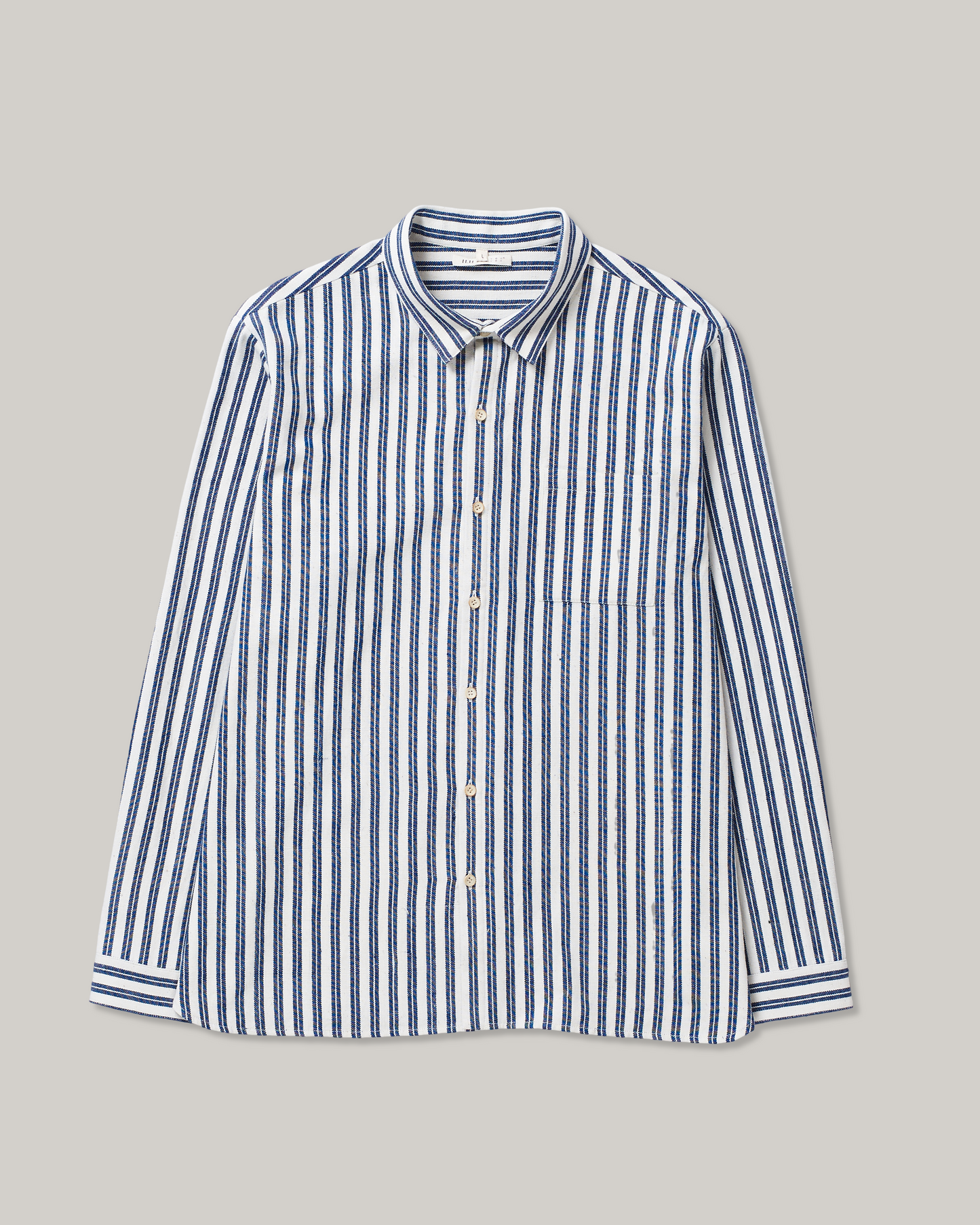 11.11 COTTON STRIPED LOVERS SHIRT - ECRU/ MEDIUM INDIGO
