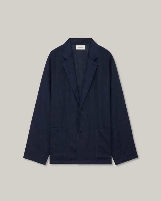 MARKAWARE HEMP SHIRTING SHIRT JACKET - NAVY