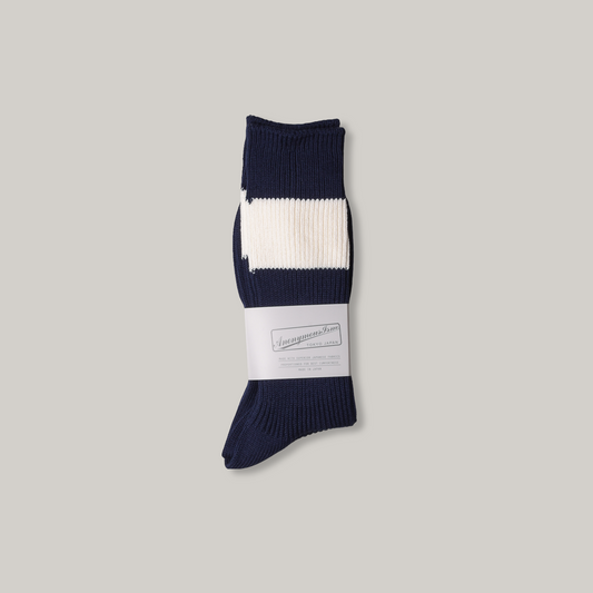 ANONYMOUS ISM THICK STRIPE CREW - NAVY