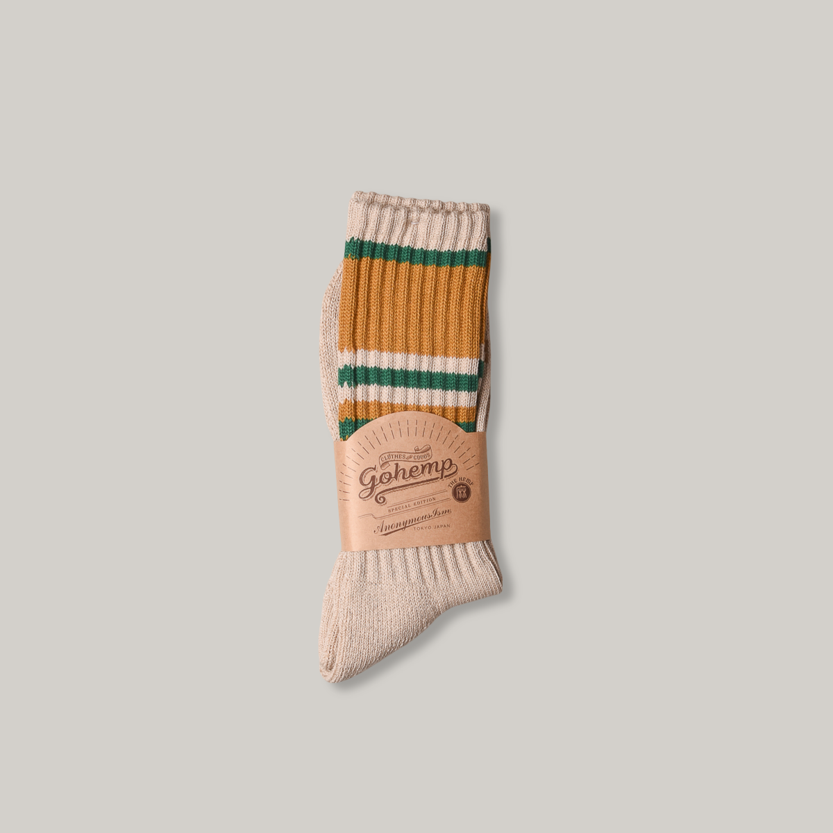 ANONYMOUS ISM GO HEMP RANDOM STRIPE PILE CREW - KHAKI