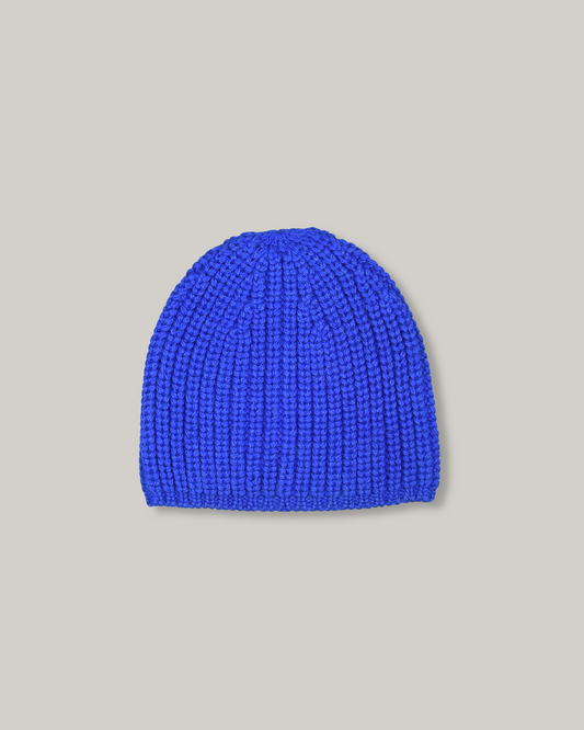 MONITALY ALPACA RIB KNIT CAP - BLUE