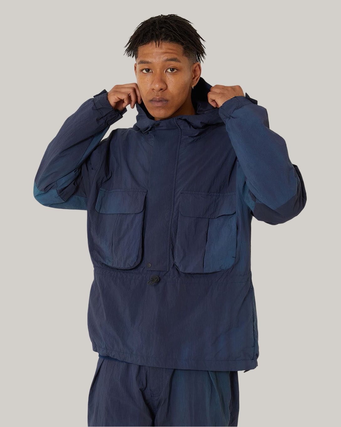 BLUE BLUE JAPAN MARBLE DYED RECYCLED NYLON ANORAK