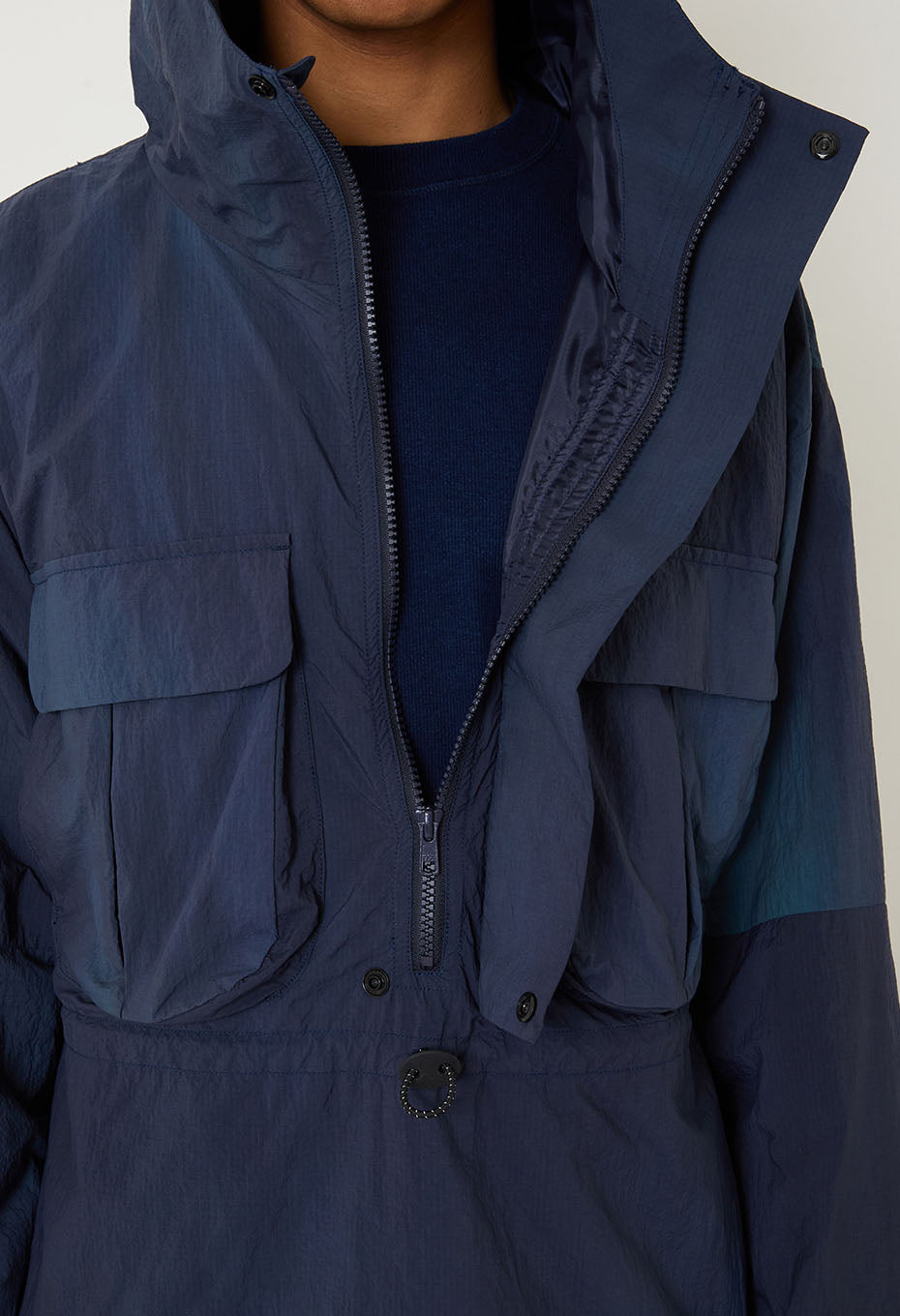 BLUE BLUE JAPAN MARBLE DYED RECYCLED NYLON ANORAK