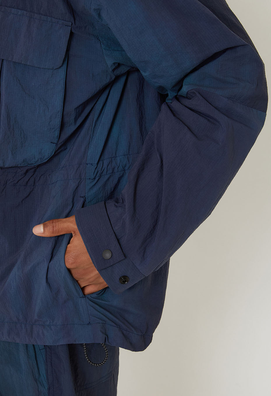 BLUE BLUE JAPAN MARBLE DYED RECYCLED NYLON ANORAK
