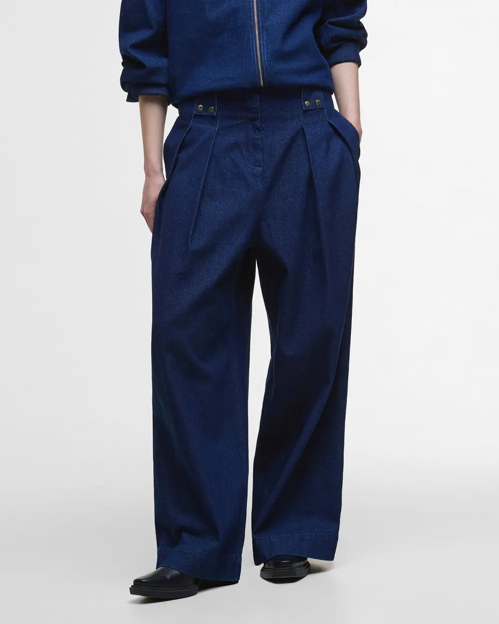 BARBOUR ARLA DENIM WIDE LEG TROUSERS - RINSE WASH