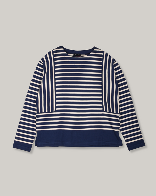 ARMOR LUX LADIES BRETON BOAT NECK SHIRT - TWILIGHT BLUE/ NATURE