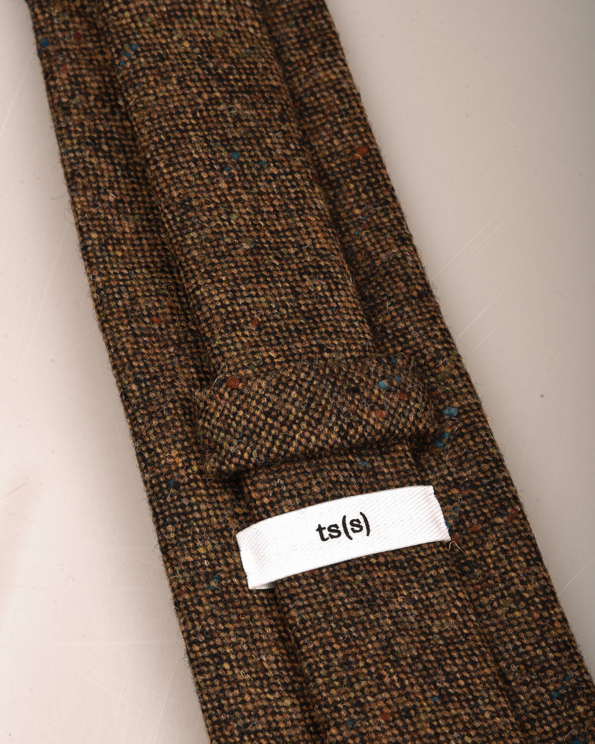 TS(S) STRIPE WOOL TWEED CLOTH NECK TIE - KHAKI