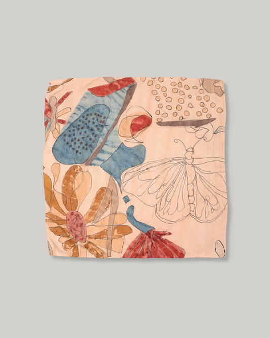 11.11 SILK PRINTED SCARF - WHISKEY GOLD