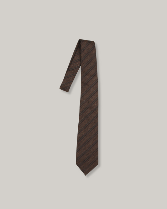 TS(S) STRIPE COTTON STRETCH CLOTH NECK TIE - BROWN