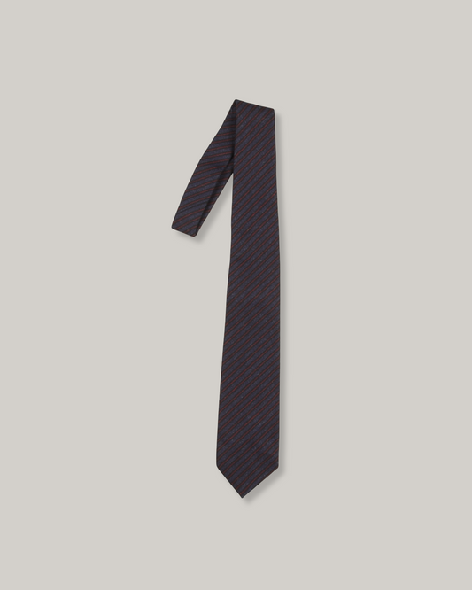 TS(S) STRIPE COTTON STRETCH CLOTH NECK TIE - NAVY