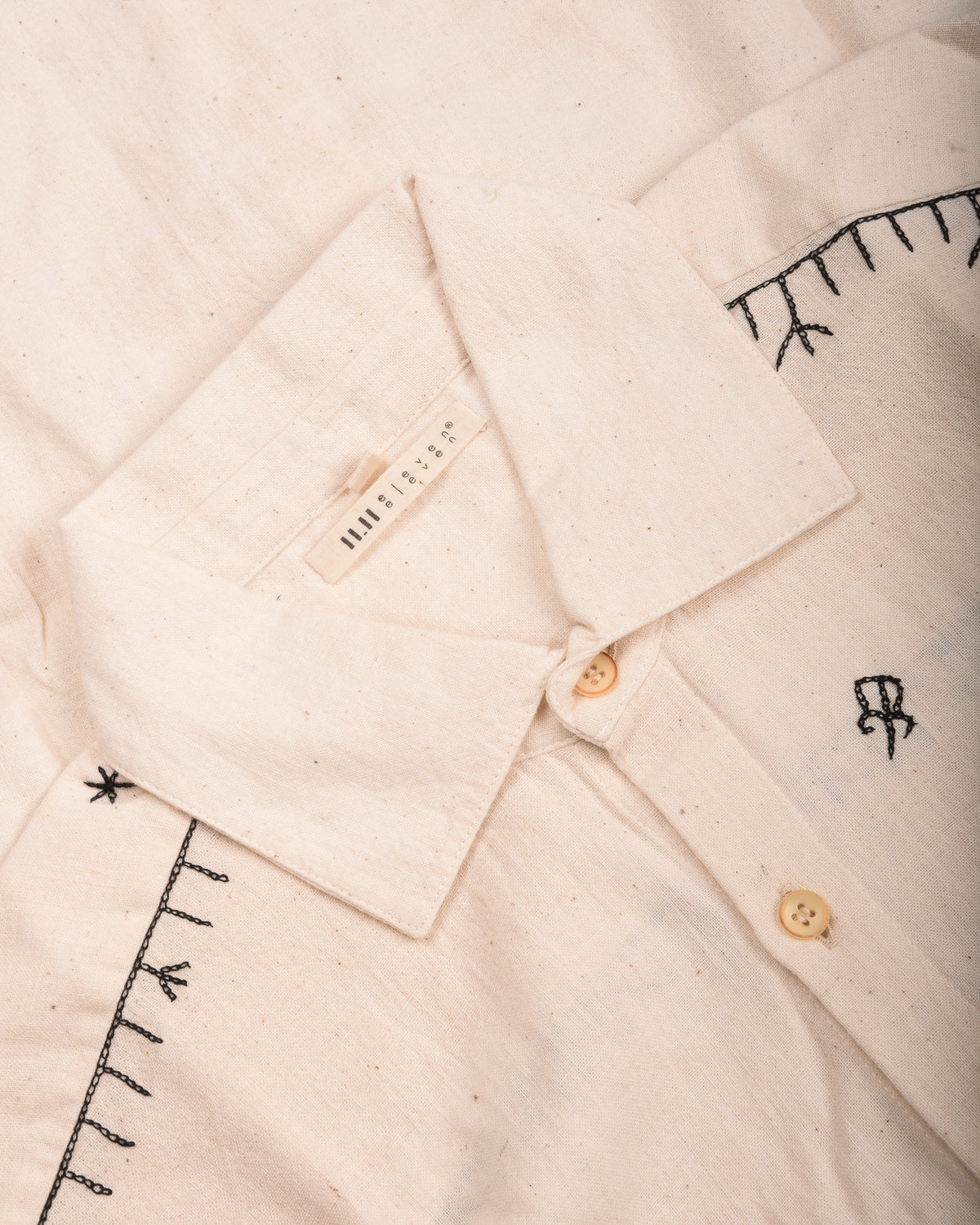 11.11 UNISEX EMBROIDERED SHIRT - ECRU