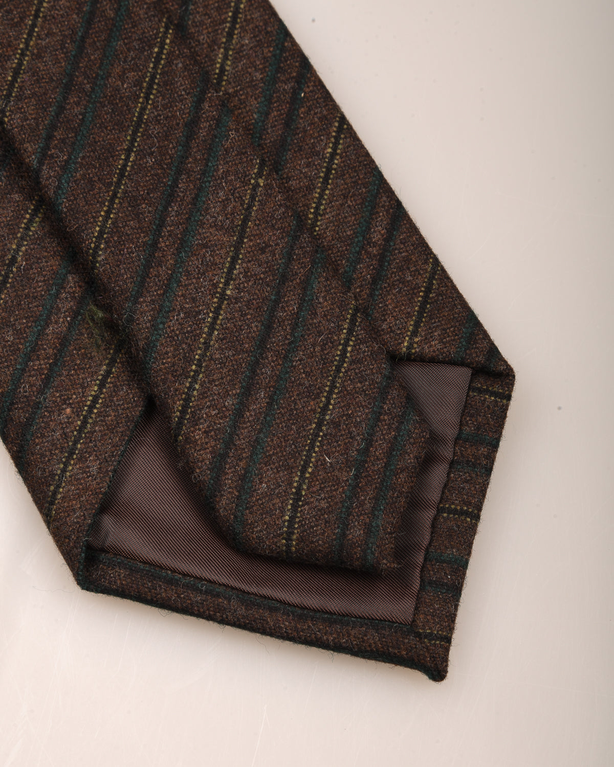TS(S) STRIPE COTTON STRETCH CLOTH NECK TIE - BROWN