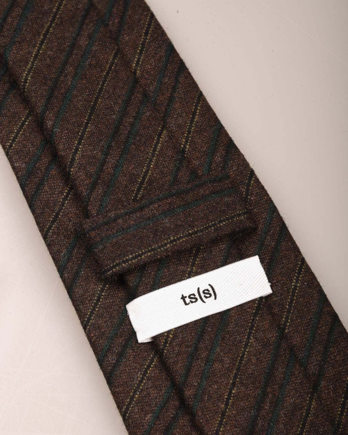 TS(S) STRIPE COTTON STRETCH CLOTH NECK TIE - BROWN