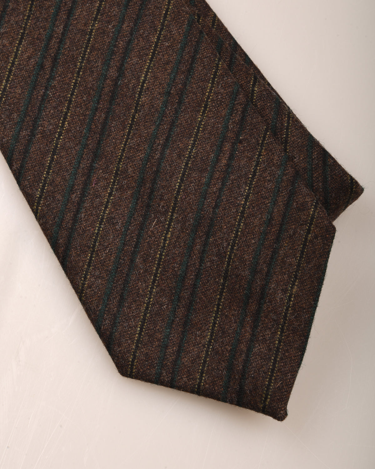 TS(S) STRIPE COTTON STRETCH CLOTH NECK TIE - BROWN