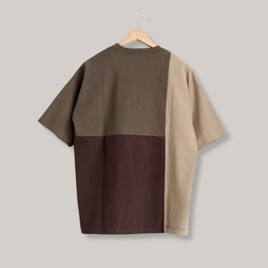 TS(S) COLOUR THREE COLOUR BLOCK T-SHIRT - BEIGE