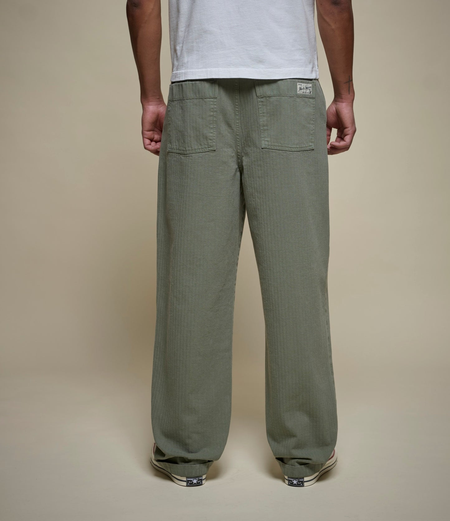 MERZ B. SCHWANEN HERRINGBONE BERLIN PANTS - ARMY