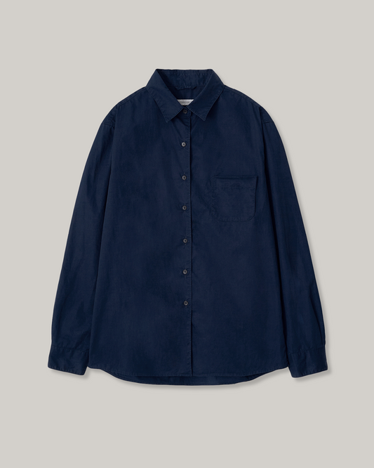 NOTHING WRITTEN CLASSIC STANDARD COTTON SHIRT - ROYAL NAVY