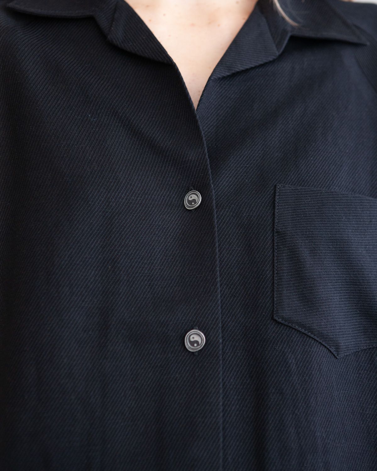 W'MENSWEAR BOWLING SHIRT - BLACK