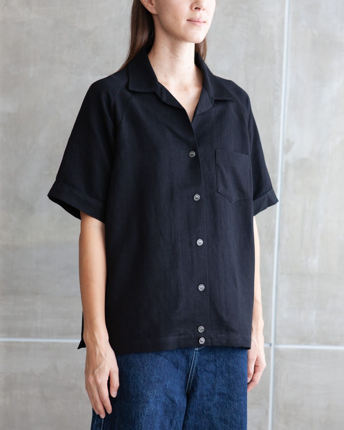W'MENSWEAR BOWLING SHIRT - BLACK