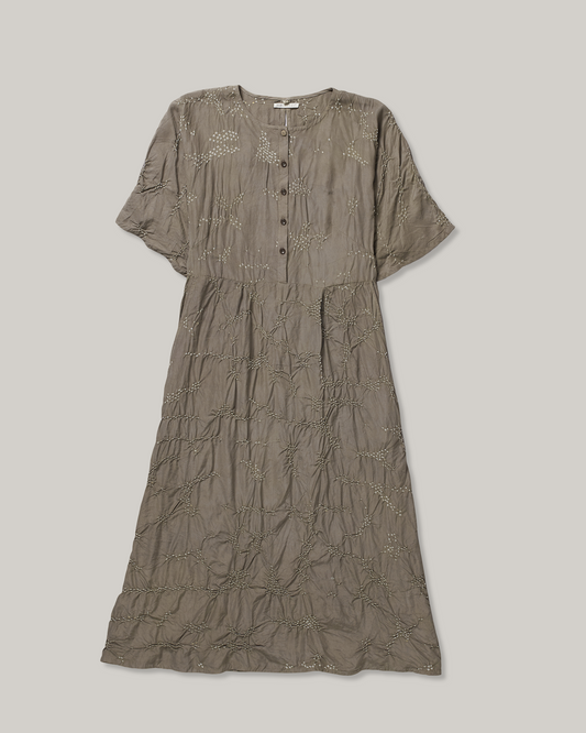 11.11  SILK BHANDANI DRESS - CHARCOAL