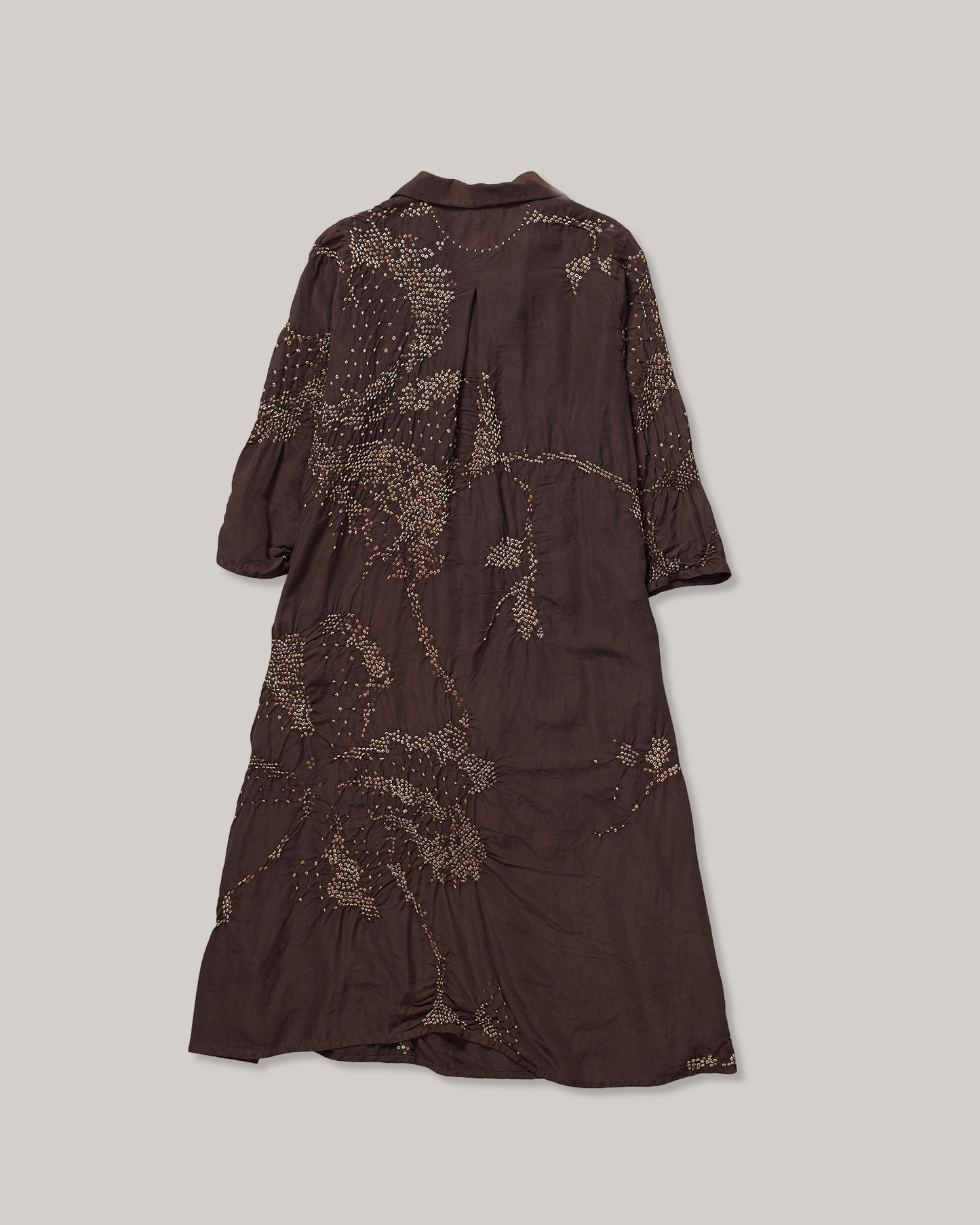 11.11 SILK BANDHANI DRESS - BURNT UMBER