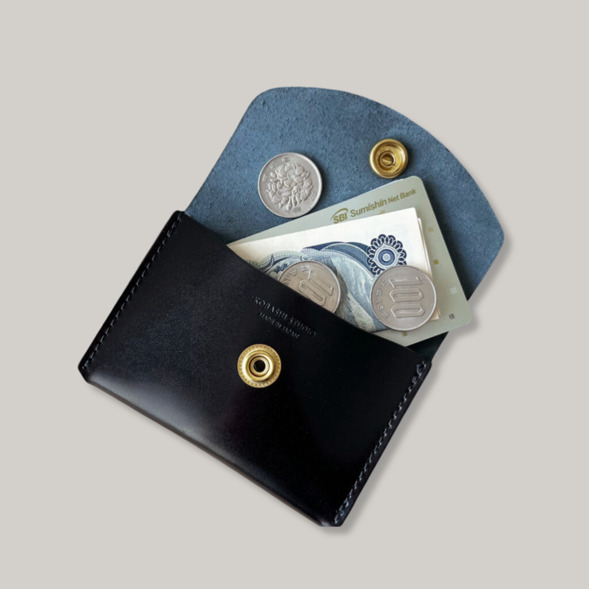 KOBASHI STUDIO CORDOVAN CARD CASE WALLET - BLACK
