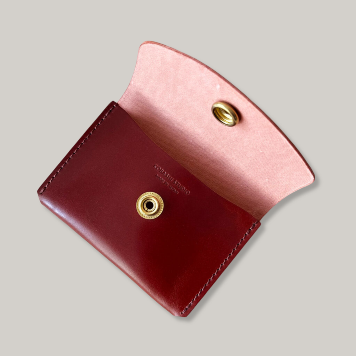 KOBASHI STUDIO CORDOVAN CARD CASE WALLET - RED BROWN