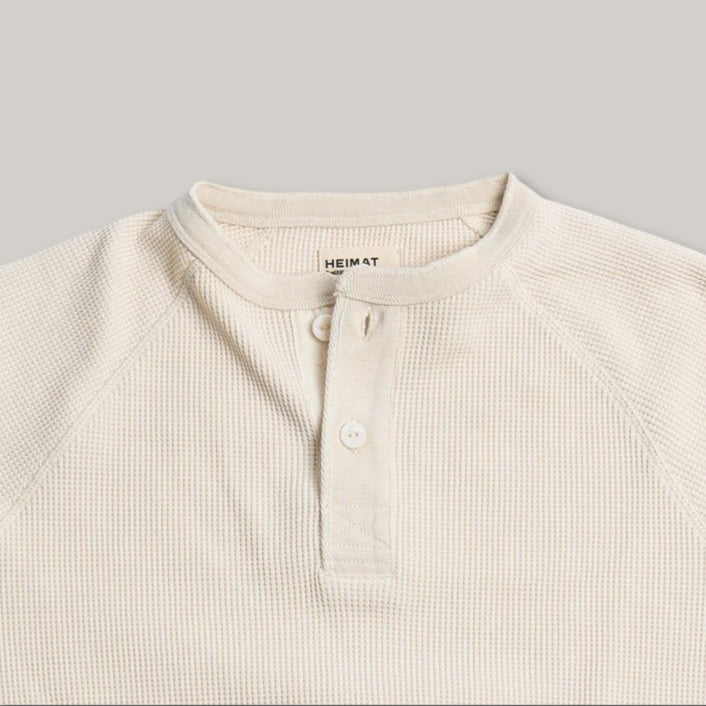 HEIMAT HENLEY WAFFLE TOP - SEASHELL