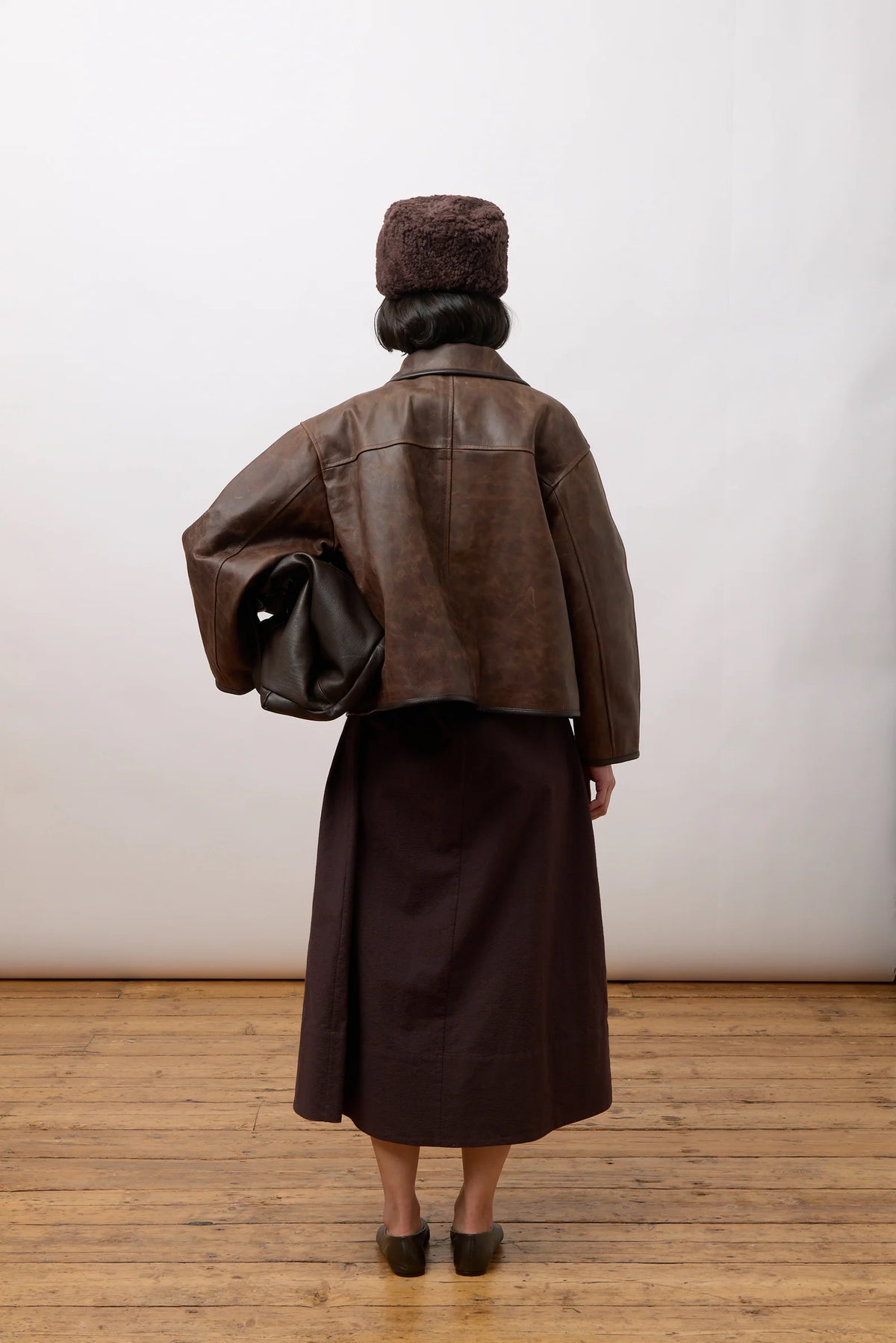 CAWLEY WAXED LEATHER FLYING JACKET - WALNUT