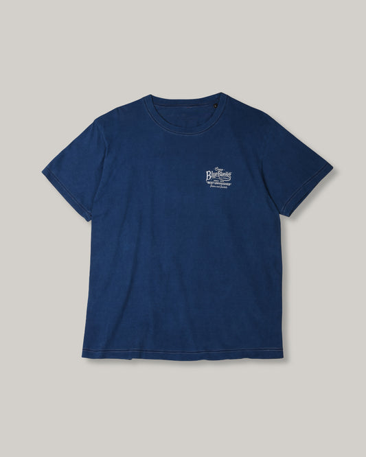 BLUE BLANKET JEANS TUBULAR LOGO T-SHIRT - INDIGO