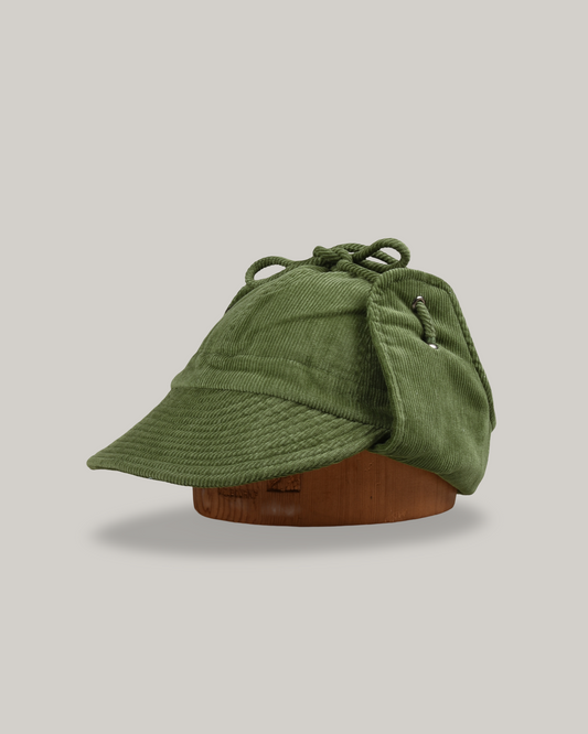 KARDO QUILTED CORDUROY FLAP CAP - GREEN