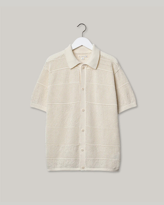 MERZ B. SCHWANEN CROCHET KNIT SHIRT - NATURE