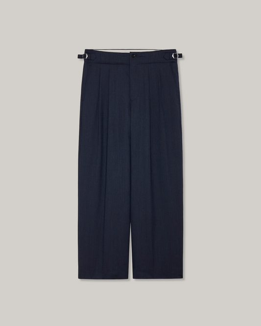 MARKA TROPICAL MELANGE TWO TUCK MILITARY TROUSERS - DARK NAVY